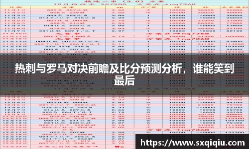 热刺与罗马对决前瞻及比分预测分析，谁能笑到最后